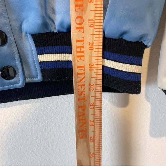 Vintage Coach Reversible Varsity Jacket M/L Blue Satin Bomber Floral Snap *Flaw - Picture 8 of 16